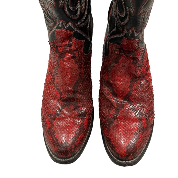 Justin Snakeskin and Leather Western Boots, Sz 5.5 - Picture 5 of 16